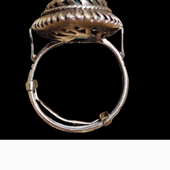 Turquoise Sterling Silver Native American Statement Ring Size 7 Fine Jewelry - Picture 7 of 8